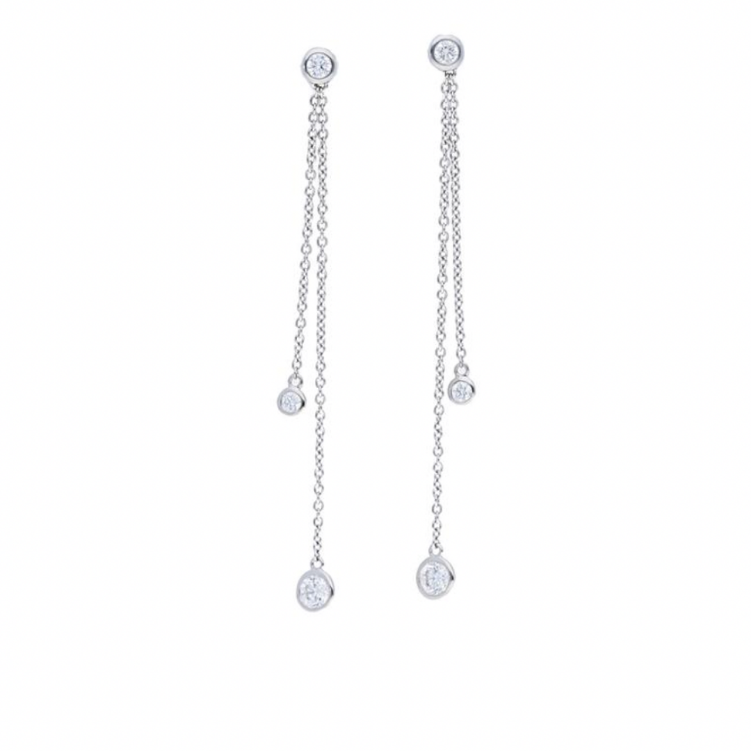 Beny Sofer double chain drop earrings in 14k white gold with diamonds, $2,240 at Petite G Jewelers