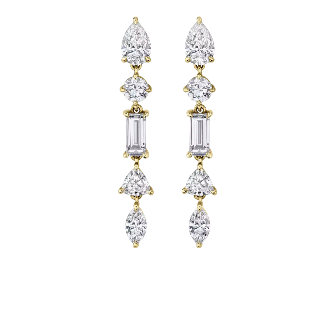 Vrai “Mixed Drop” earrings in 14k yellow gold with diamond, $5,100 at Vrai