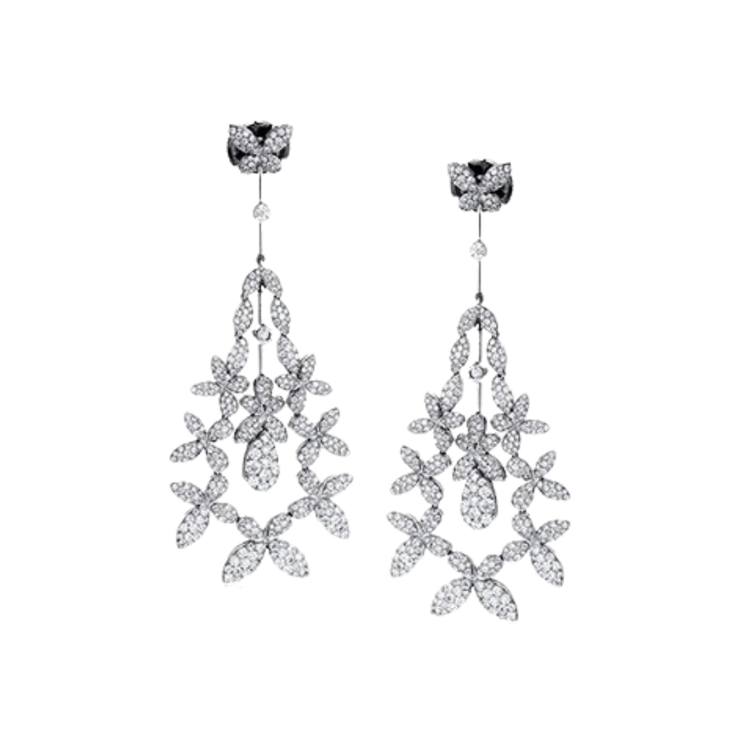 Simon G “Vintage Explorer” earrings in 18k white gold with diamonds, $13,244 at Exclusively Diamonds
