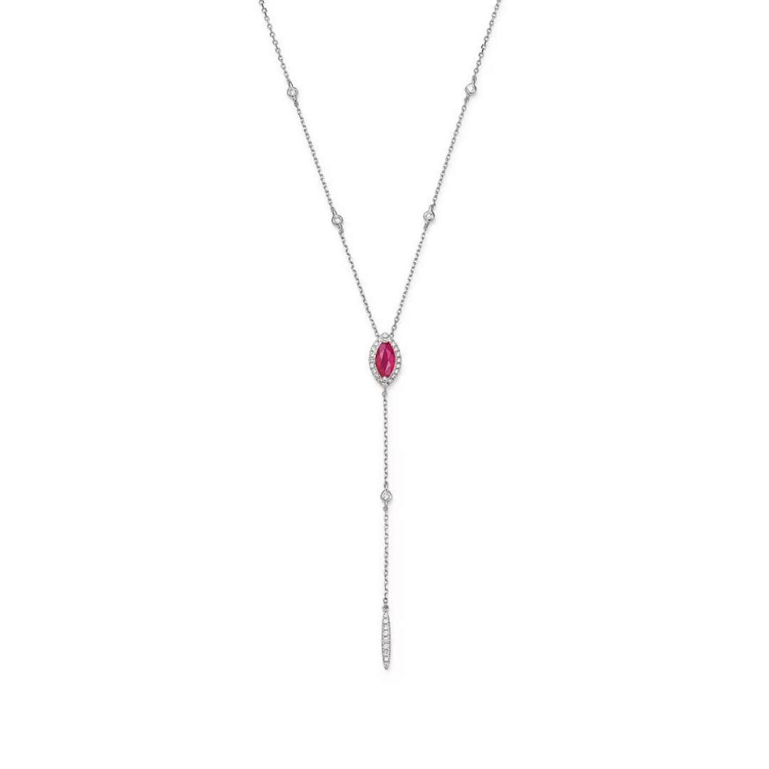 Bloomingdale’s lariat necklace in 14k white gold with ruby and diamonds, $1,000 (was $2,000) at Bloomingdale’s