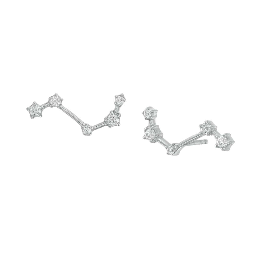 Zales “Aries Constellation” earrings in sterling silver with diamonds, $249 at Zales