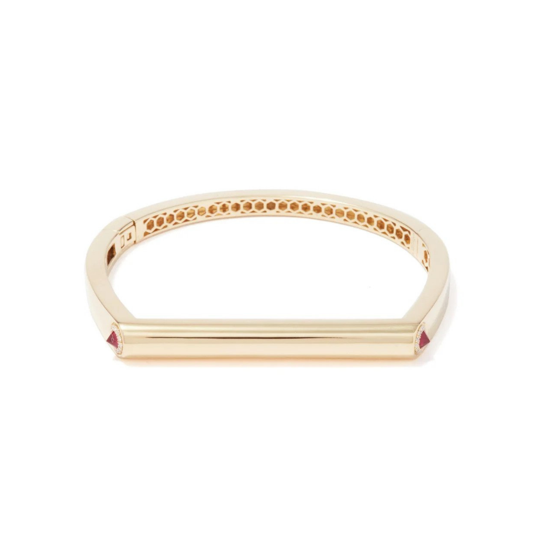  Rainbow K “Grace” bangle in 14k gold with diamonds and rubies, $5,061 at Matches Fashion