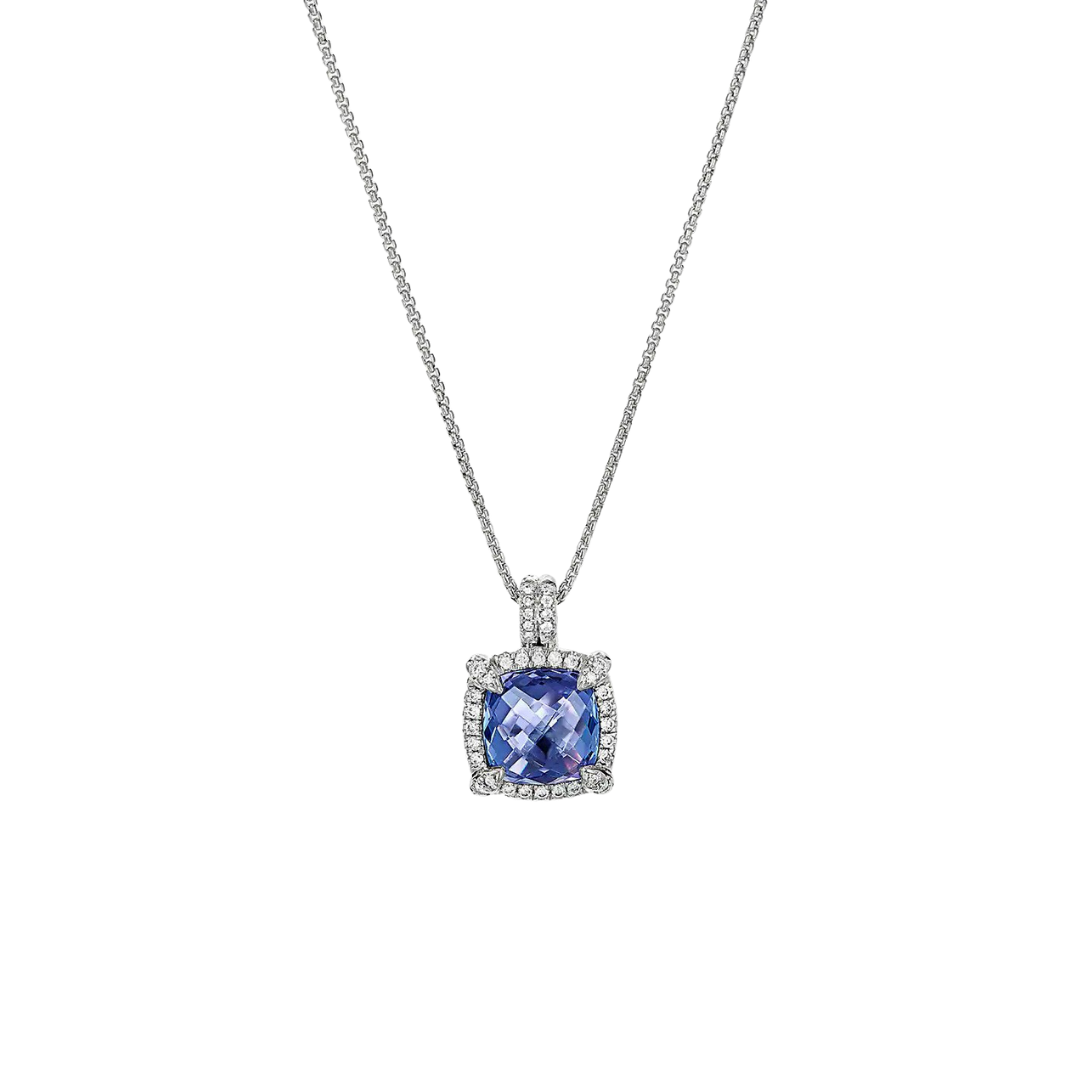 David Yurman “Châtelaine” necklace in 18k white gold with tanzanite and diamonds, $5,900 at David Yurman