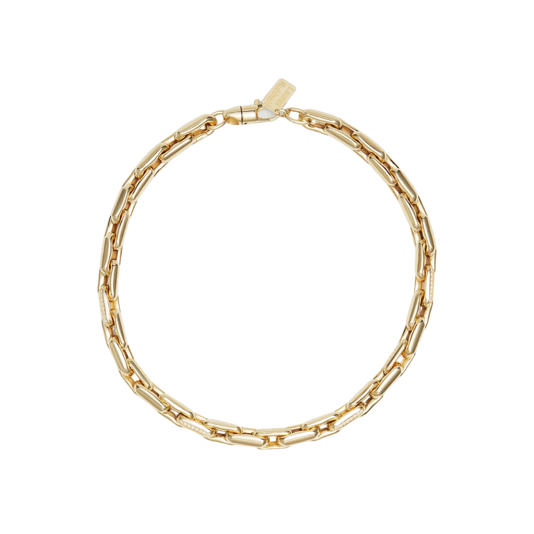 Lauren Rubinski “LR3” necklace in 14k yellow gold with diamonds, $13,570 at Bergdorf Goodman