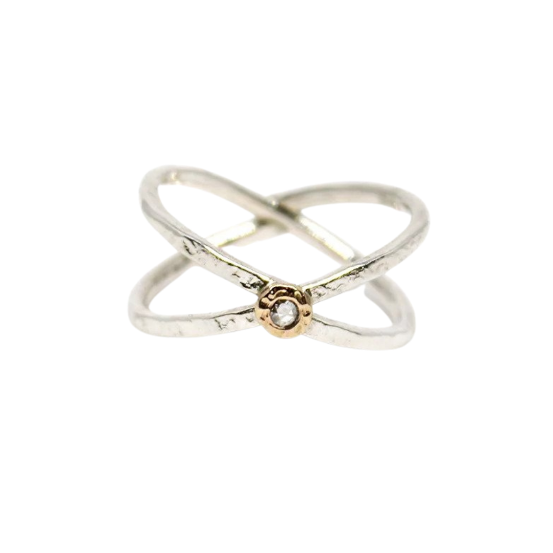 Skelton Jewelry ring in recycled 14k yellow gold and sterling silver with ethically-sourced diamond, $325 at Skelton Jewelry