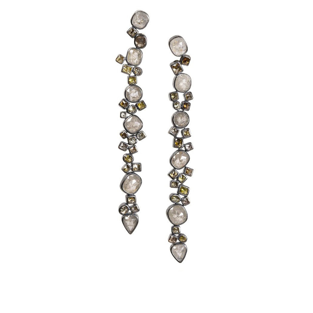 Todd Reed earrings with ethically-sourced, conflict-free fancy color diamonds, price upon request at Todd Reed