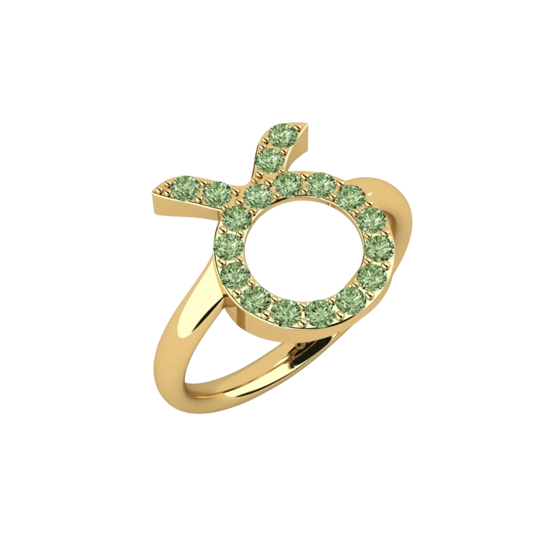 Glamira “Taurus” ring in yellow gold with green diamonds, $1,463 at Glamira 