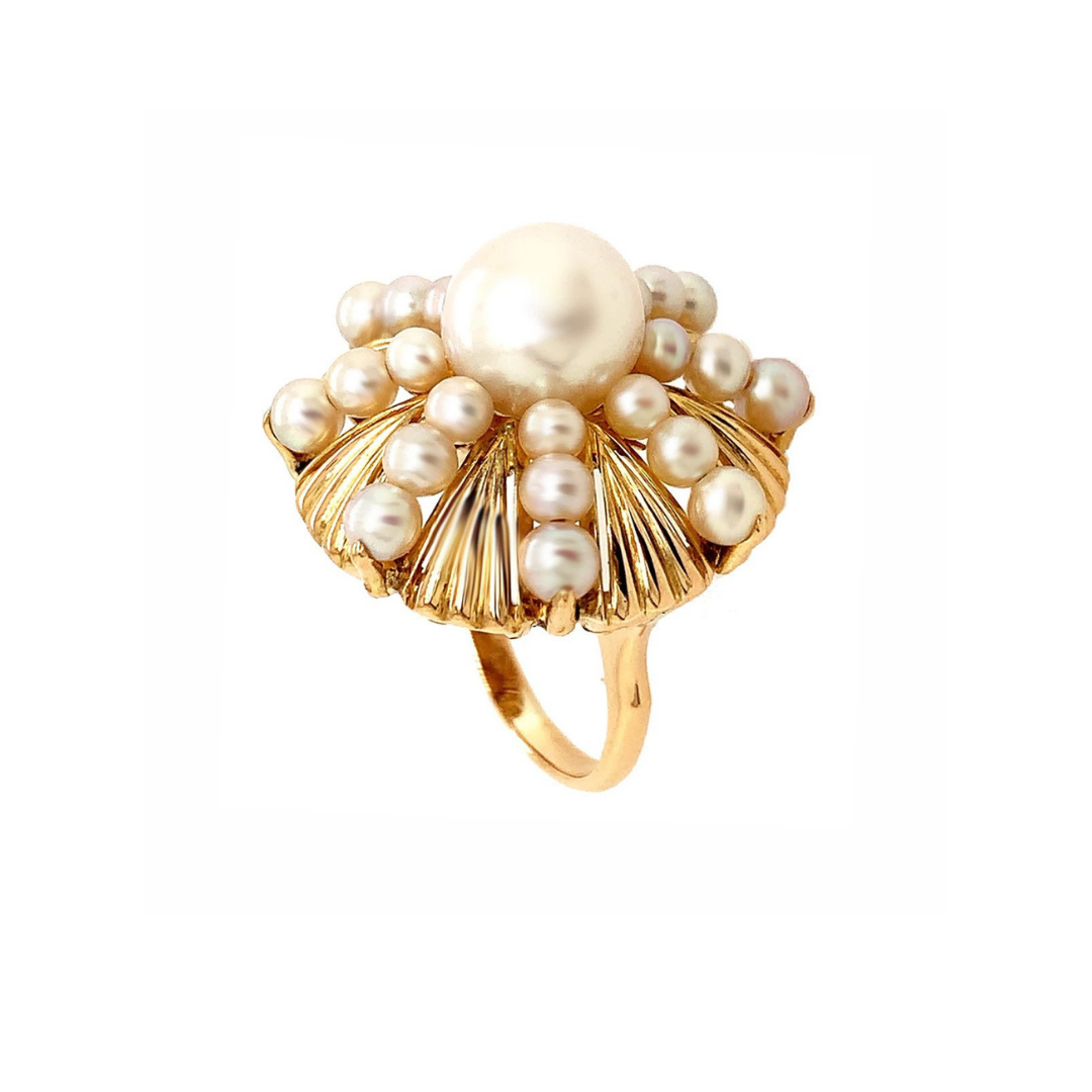 Vintage “Sea Urchin” ring in 18k yellow gold with pearls, $995 at Braunschweiger Jewelers