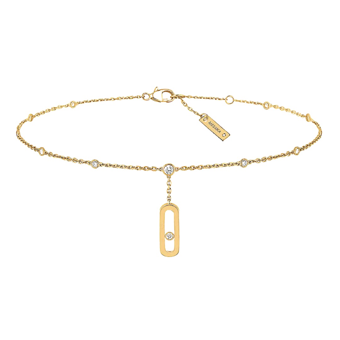 Messika “Move Uno” anklet in 18k yellow gold with diamonds, $2,245 at Selfridges