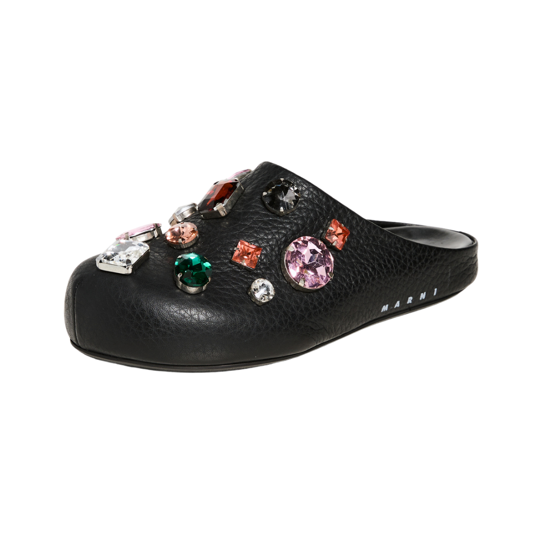 Marni "Jeweled Fussbett” clogs, $990 at Shopbop