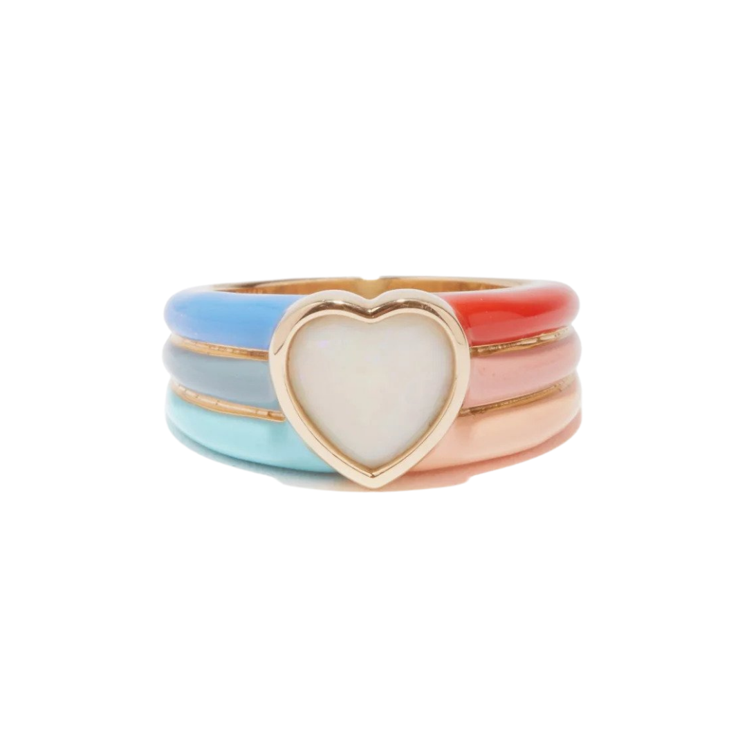 Alison Lou "Funky Heart" ring in 14k gold with opal, $2,611 at Matchesfashion