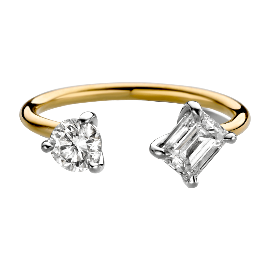 N-UE "Gemini" ring in 18k yellow gold with diamonds, $3,000 at The Future Rocks