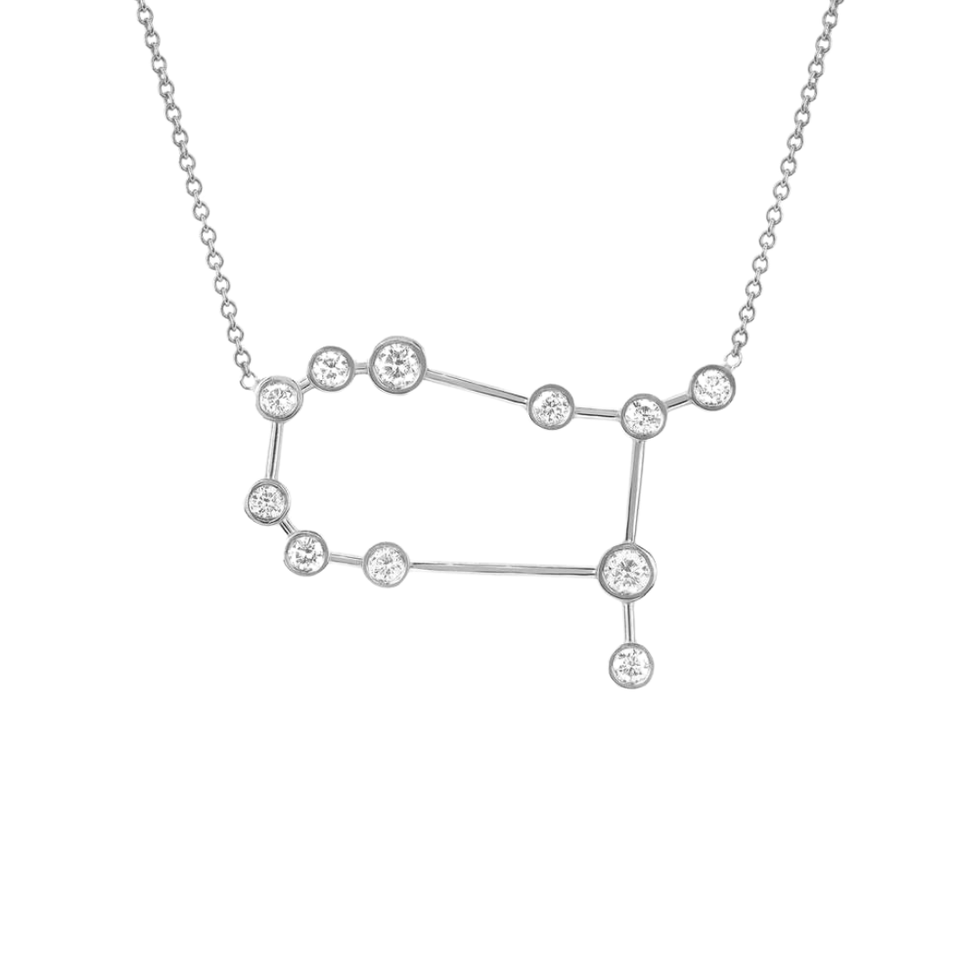 Logan Hollowell "Gemini" necklace in 14k white gold with diamonds, $1,785 at Marissa Collections