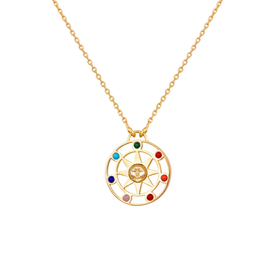 L'Atelier Nawbar "Zodiac Sun" necklace in 18k yellow with gemstones, $1,640 at Moda Operandi