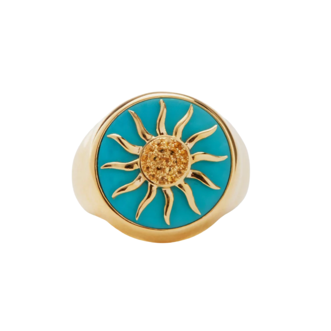 Yvonne Léon "Sun” ring in 9k gold with turquoise and citrine, $1,139 at Matches Fashion