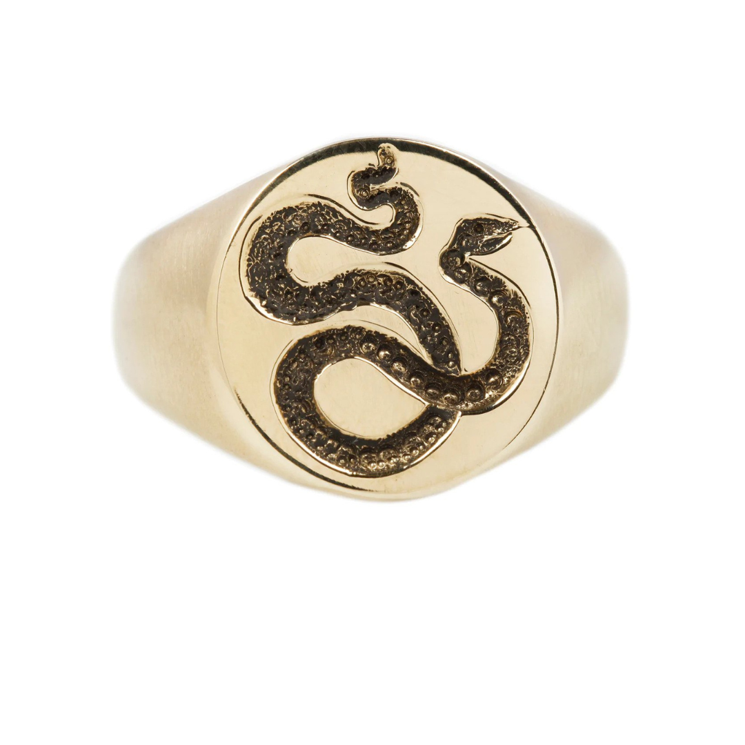 Maiden Voyage “Snake Seal” signet ring in 14k yellow gold, $2,530 at Esqueleto