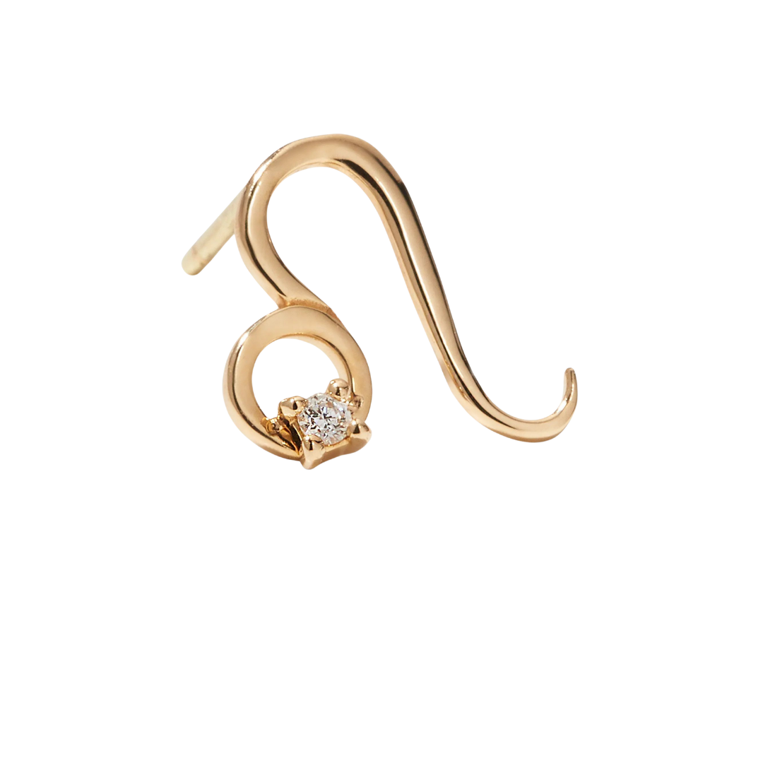 Lana Jewelry "Zodiac" earring in 14k yellow gold with diamond, $350 (sold singly) at Neiman Marcus