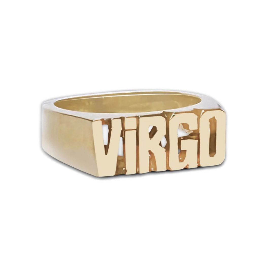 Snash Jewelry Virgo Ring With Block Font, $98