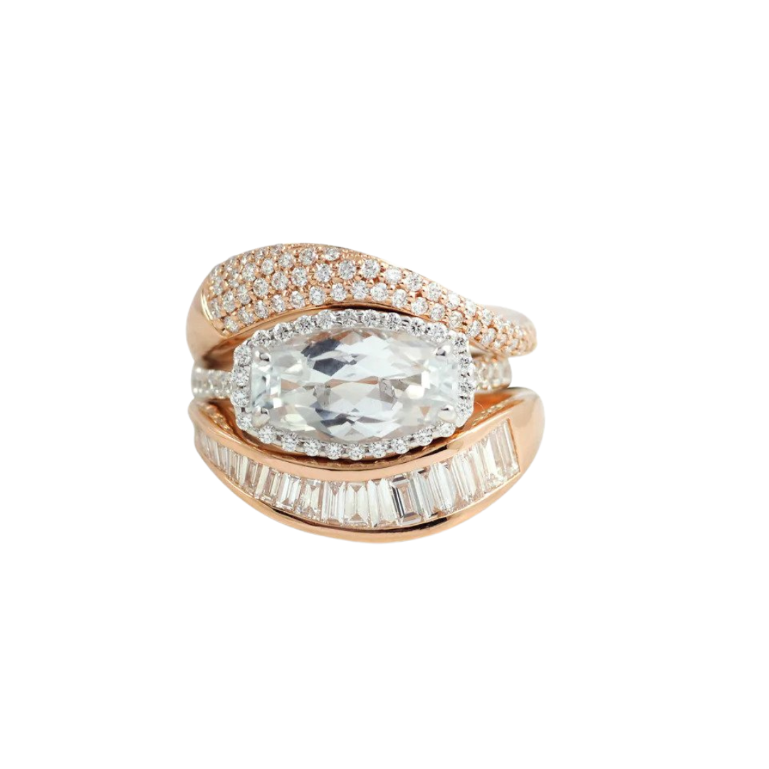 “Talay Flow Wave” engagement ring stack, $11,550 at Kavant &amp; Sharart