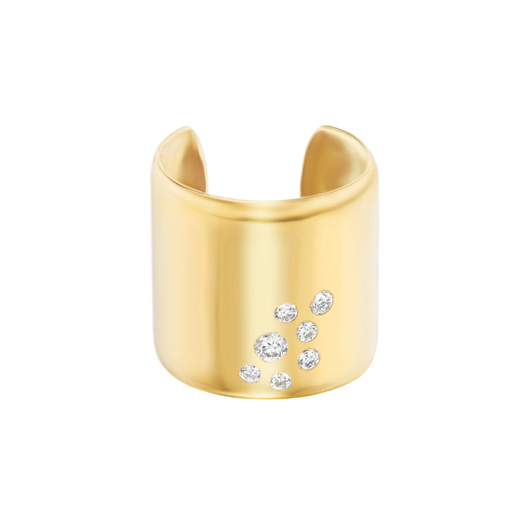 Cuff ring in yellow gold with diamonds, $7,000 