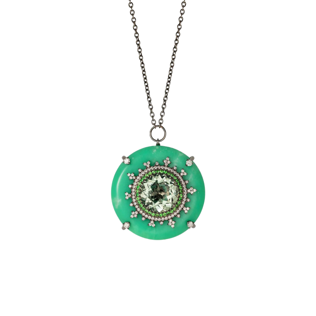 "Tsarina" “Mint Flake” necklace in black gold, $10,890 