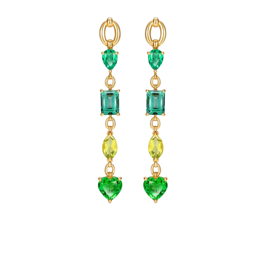 "Catena" multi-stone green earrings in 18k yellow gold, $6,195 