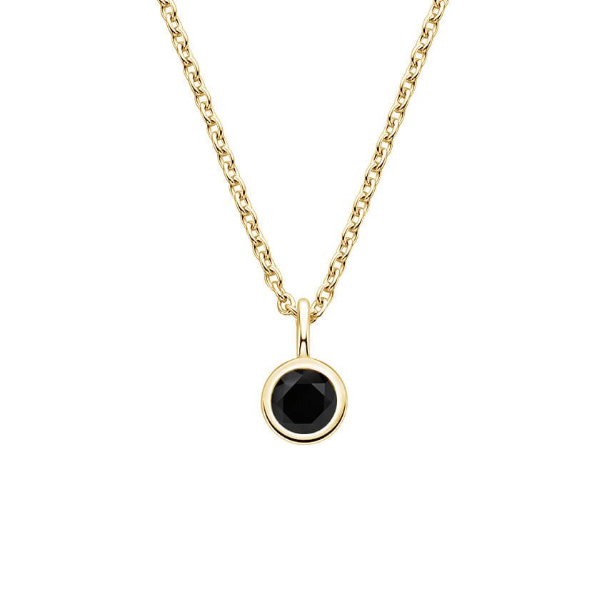 Brilliant Earth “Dewdrop” necklace in 14k yellow gold with black diamond, $590 at Brilliant Earth