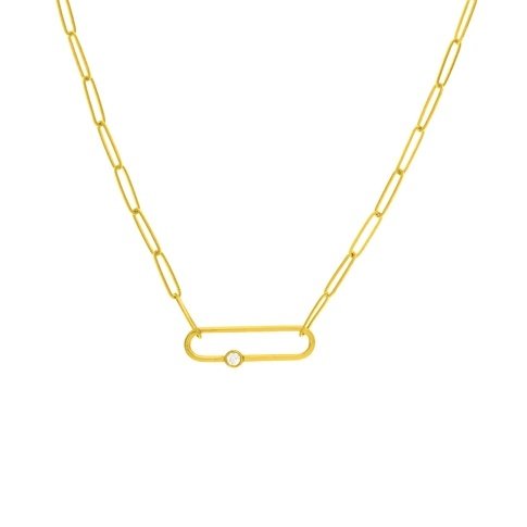 Lisa Robin paper clip chain necklace in 14k gold with diamond, $1,295 at Lisa Robin