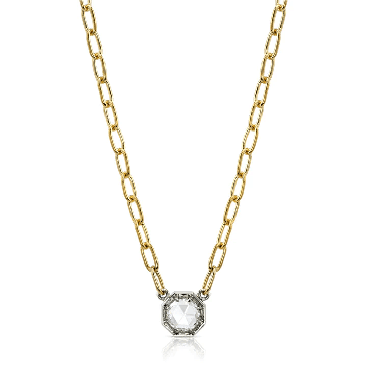 Single Stone “Summer” necklace in 18k yellow and champagne gold with diamond, $8,200 at I. Gorman Jewelers