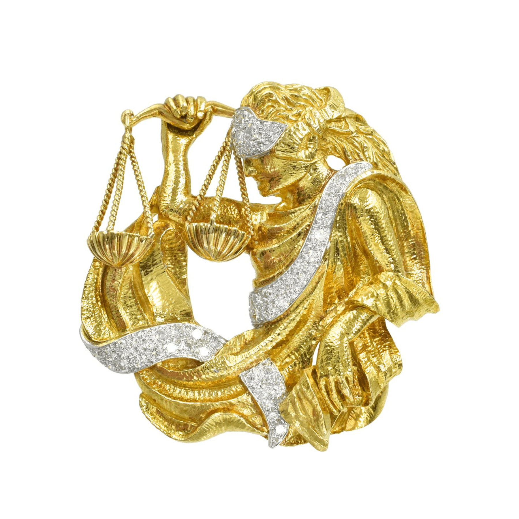 David Webb Diamond Libra Lady Liberty Brooch, $37,500 at Nally Jewels