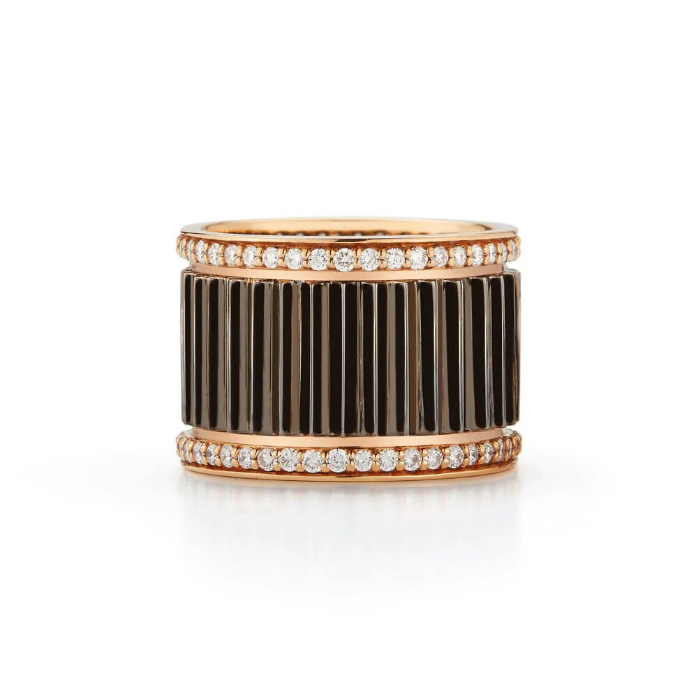 Walters Faith 18k black rhodium and rose gold and diamond fluted band, $5,900 at Walters Faith