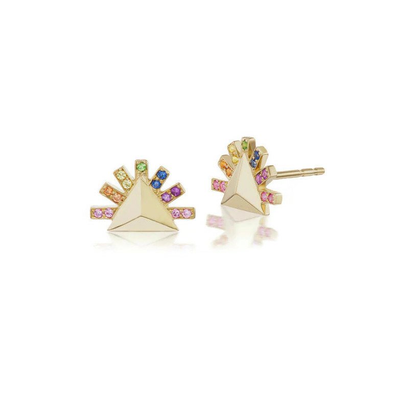 Harwell Godfrey "Sunburst Stud Earrings" in multicolor stones, $750 at Harwell Godfrey