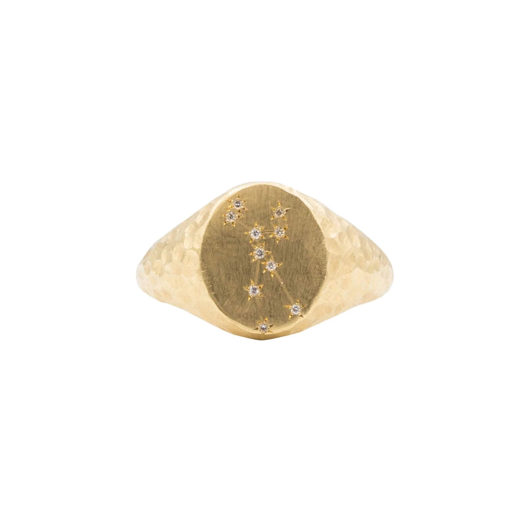 Octavia Elizabeth Gold and White Diamond Sagittarius Celestial Signet Ring, $2,800 at The Vault Nantucket