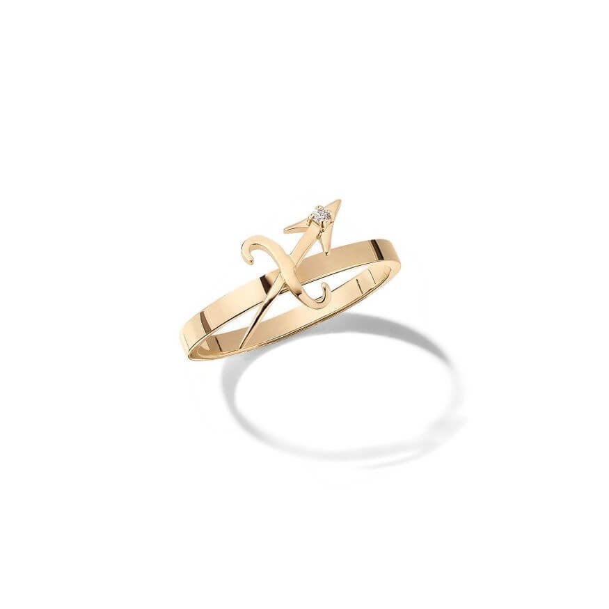 Lana Sagittarius Gold and Diamond Solo Sagittarius Ring, $550