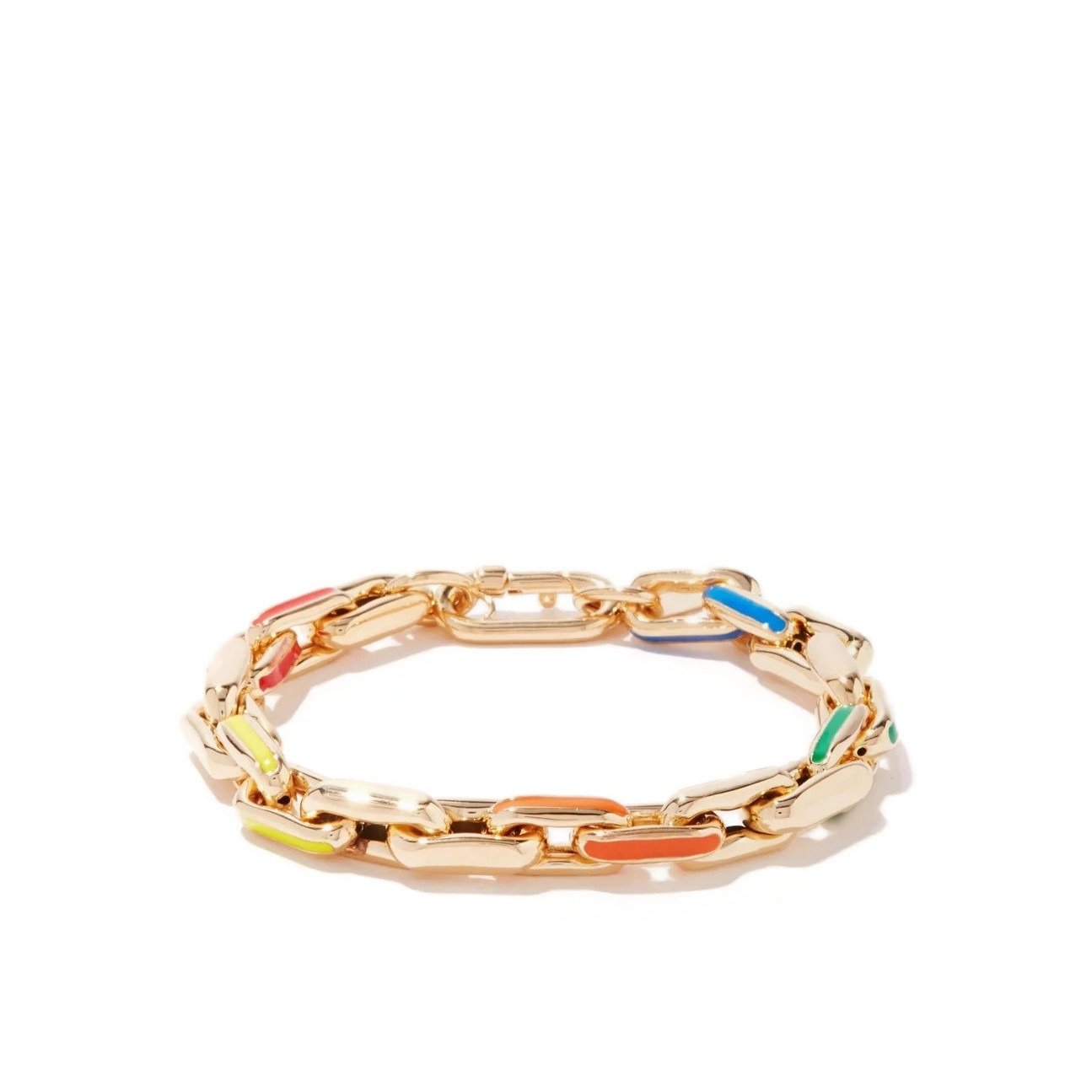 Lauren Rubinski Enamel &amp; 14kt gold link-chain bracelet, $5,120 at Matches Fashion
