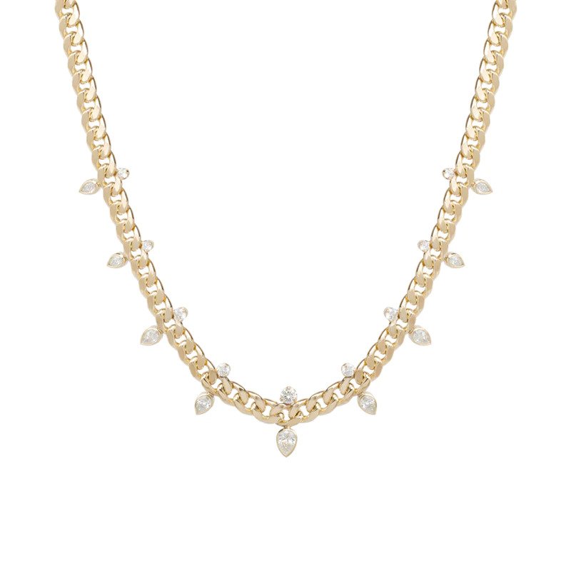14k Graduated Prong &amp; Pear Diamonds Large Curb Chain Necklace, $10,650 at Zoe Chicco
