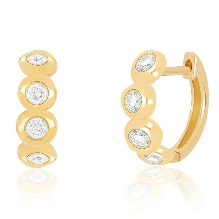 Diamond Pillow Huggie Earrings, $1,495 at EF Collection