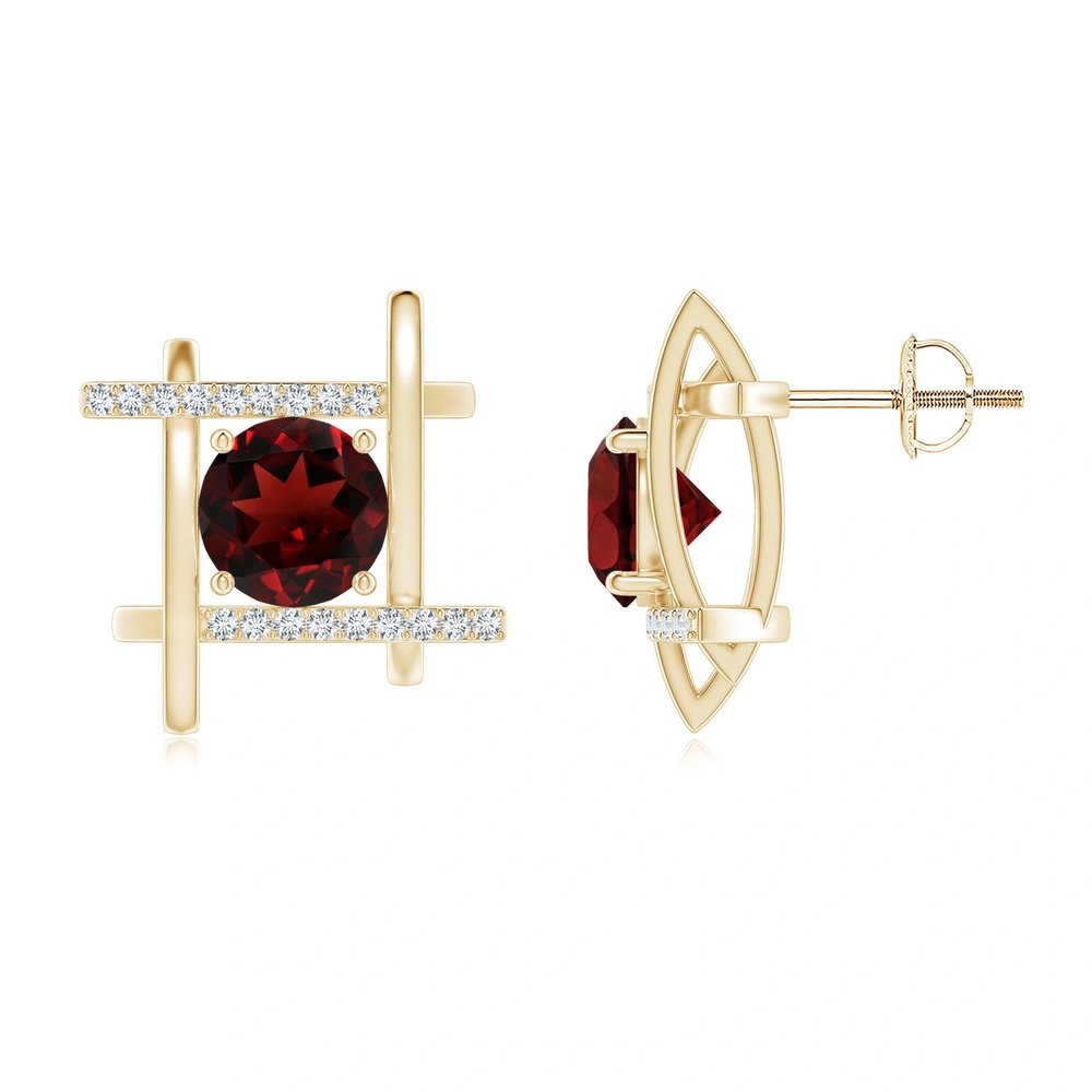 Angara Garnet Capricorn Criss-Cross Ribbon Stud Diamond Earrings, $1,269 (originally $1,409)