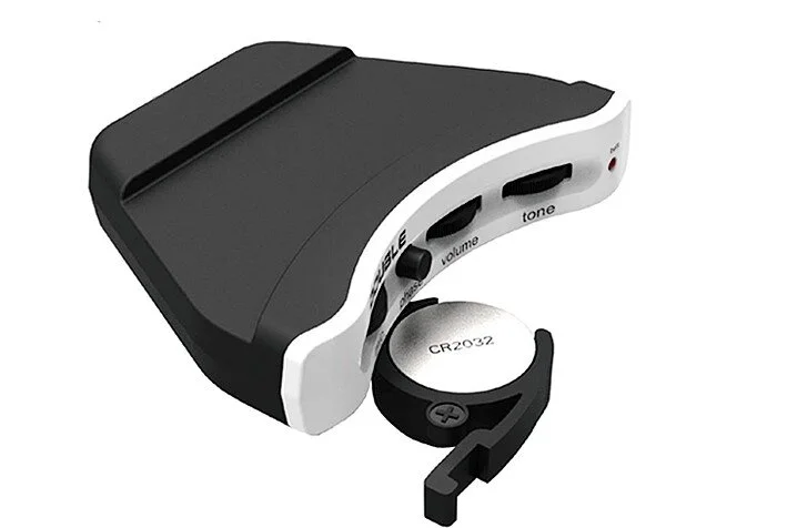 The Patented "Flip out" CR2032 battery compartment on all of our recessed soundhole control modules.