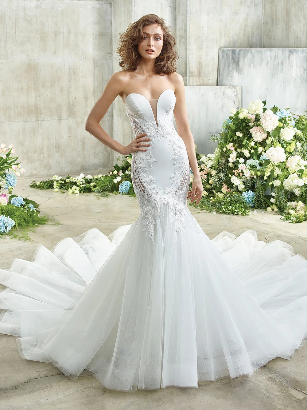 badgley mischka formal dresses Badgley Mischka Ruched One-Shoulder Evening Gown EG4249