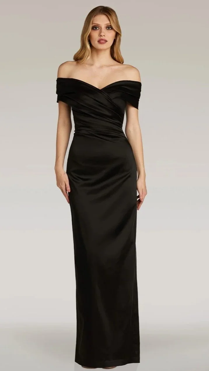 black fitted mother of the bride dress