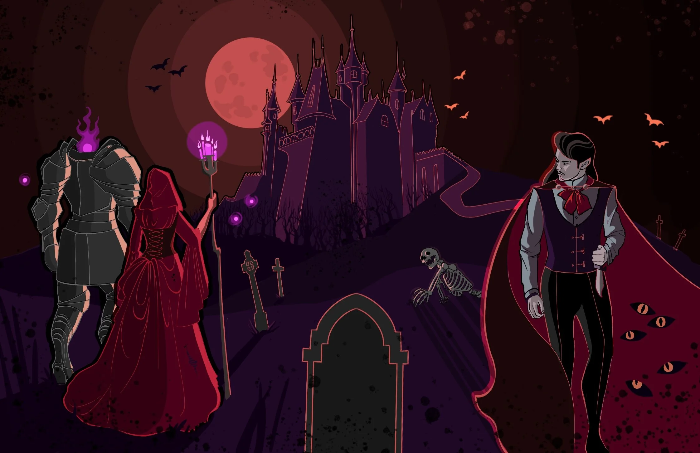 Panoramic Book Cover for the Gravecaller’s Handbook and Sphere’s Bestiary: Undead and the Immortal Forlorn (c) Drop Dead Studios