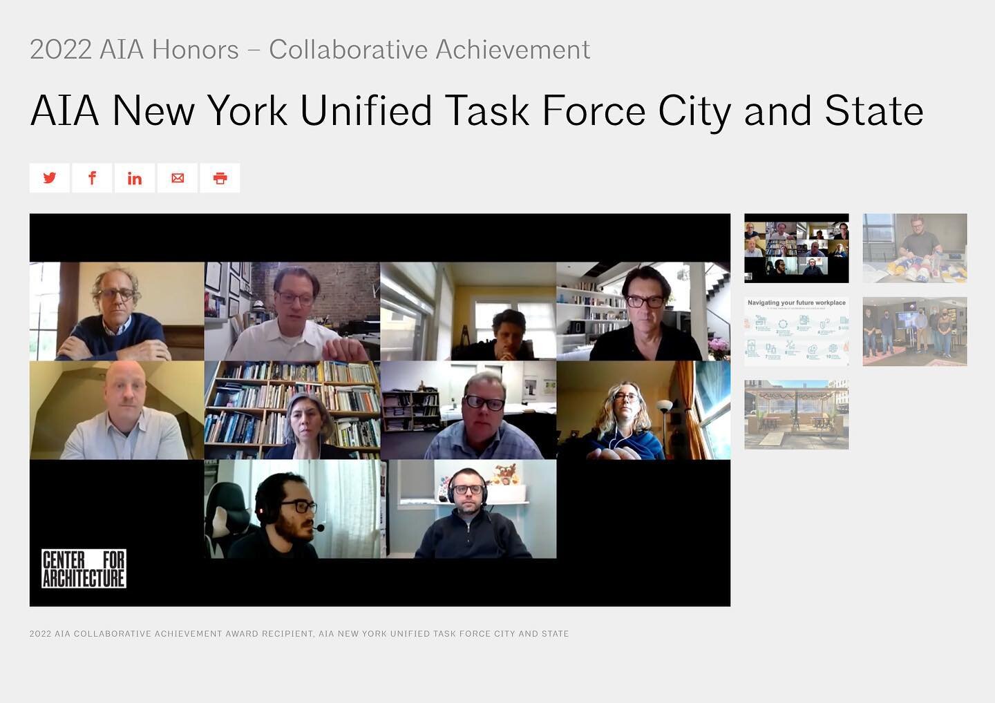 We are so happy to hear that the AIANY Pandemic Task Force was awarded the 2022 Collaborative Achievement Award from @aianational. D/A board members have been part of the task force force the beginning.

The task force is a networked and diffuse effo