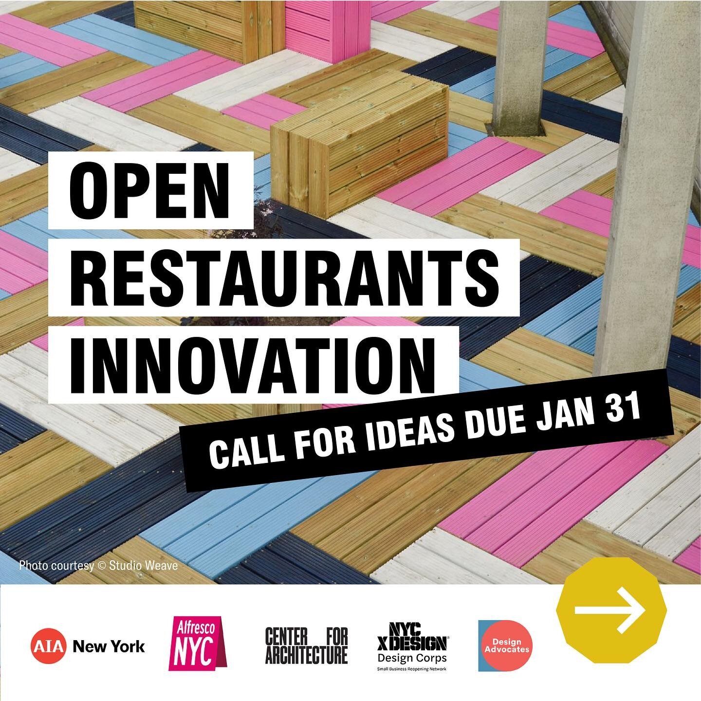 Deadline Jan 31!! Design Advocates are pleased to announce Open Restaurants Innovation, a call for submissions from designers, restaurateurs, and anyone who wants to see the NYC Open Restaurants program, which allows restaurants to use the sidewalk a