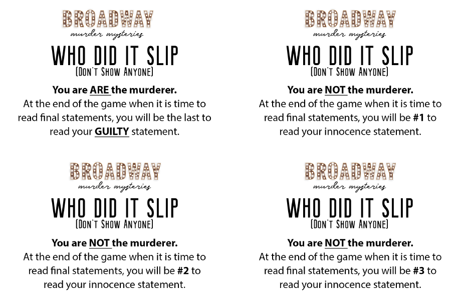 Free Broadway Themed Downloadable Murder Mystery Party Game Broadway Murder Mysteries