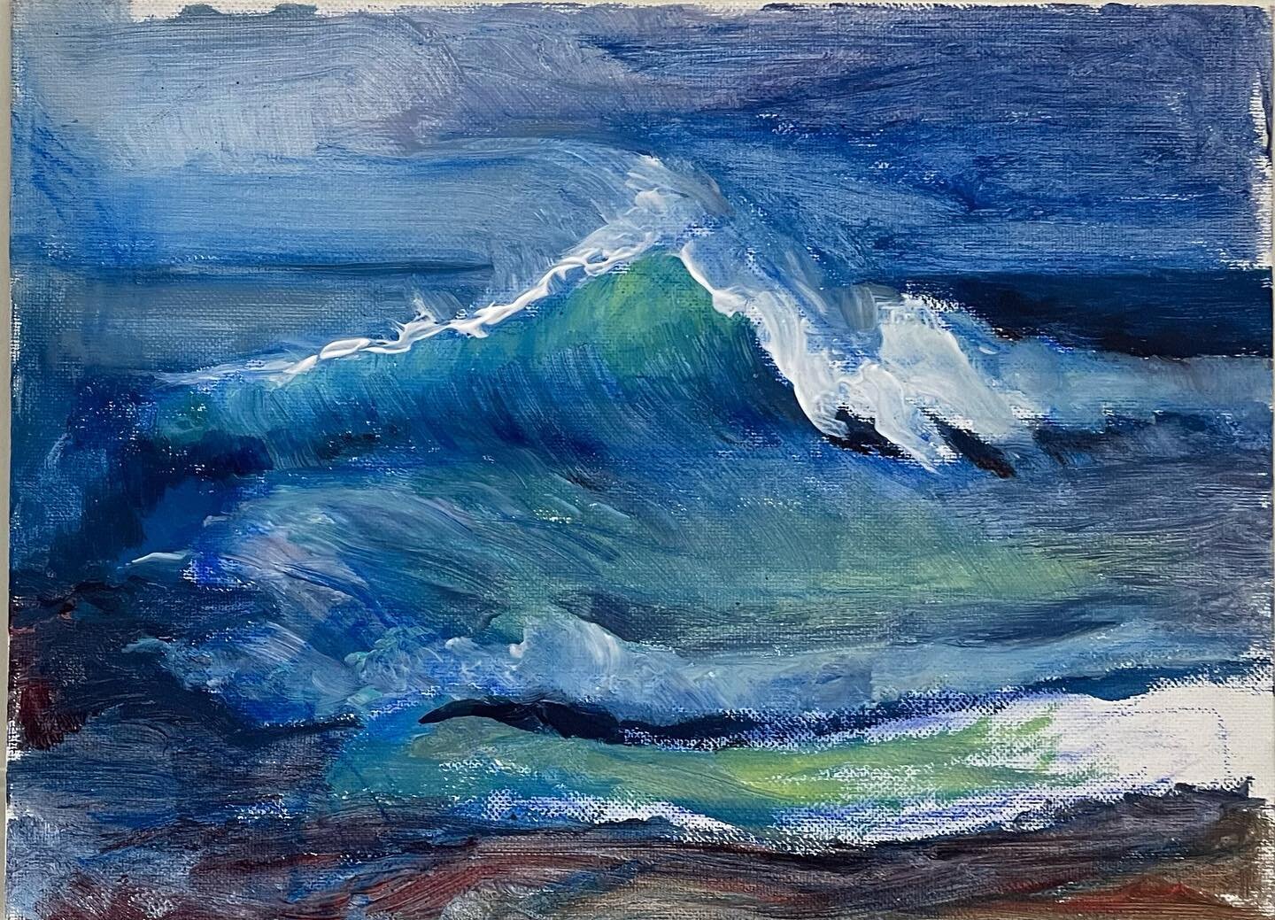 Class demo #seascape #waves #acrylicpainting #art #waterpainting