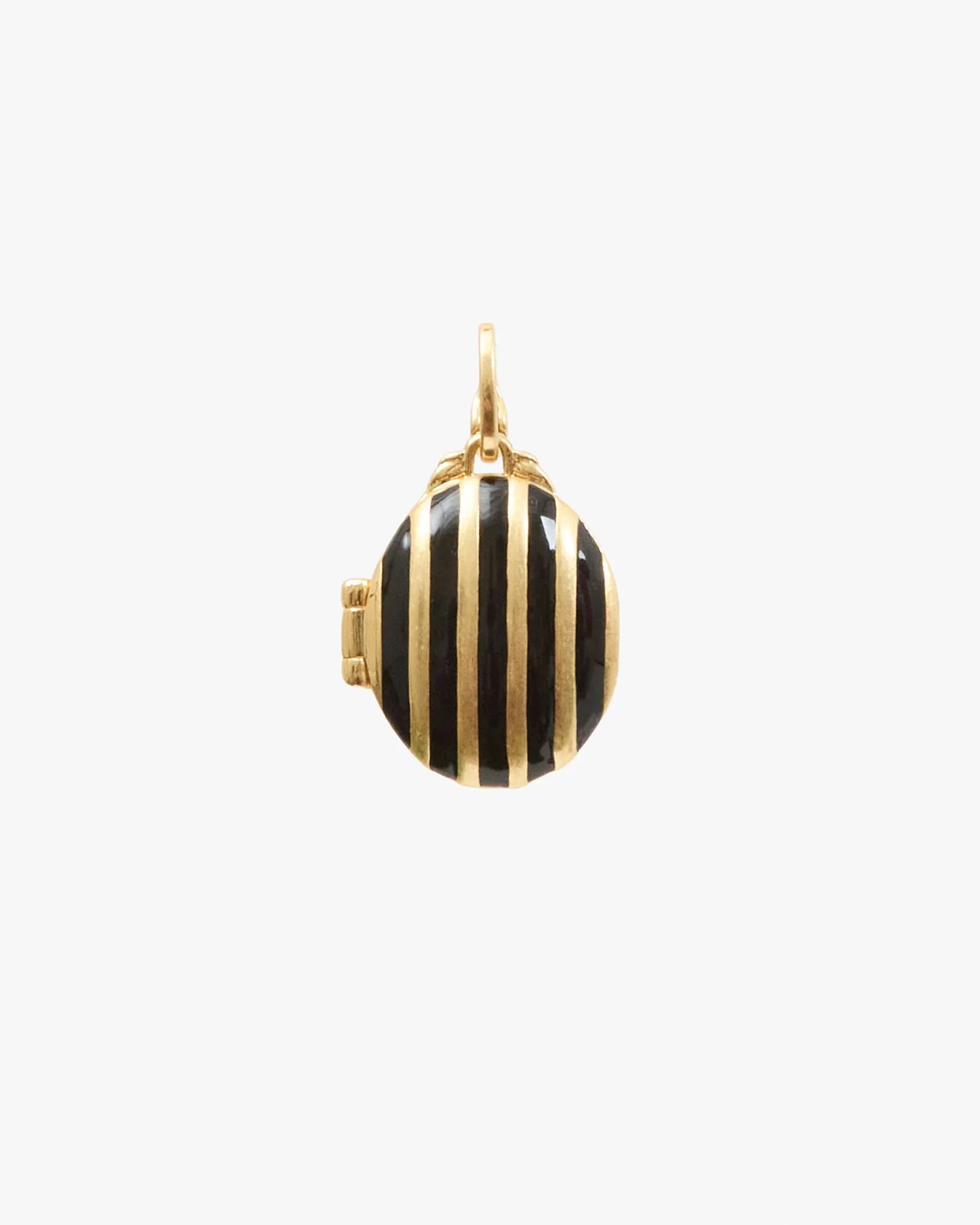 Clare V. Stripe Locket in Vintage Gold/Black