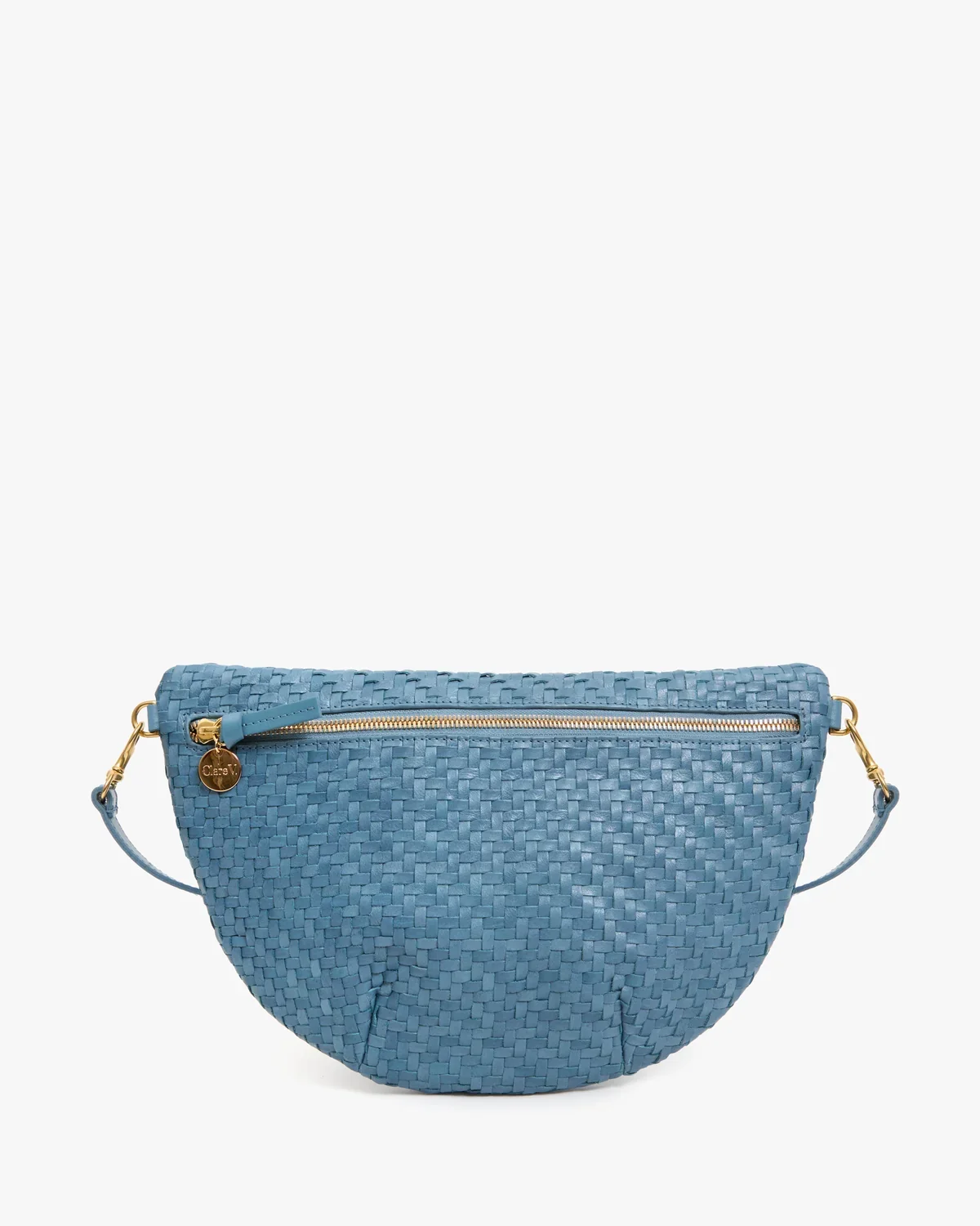 Clare V. Grande Fanny in Desert Blue Woven Zig-Zag
