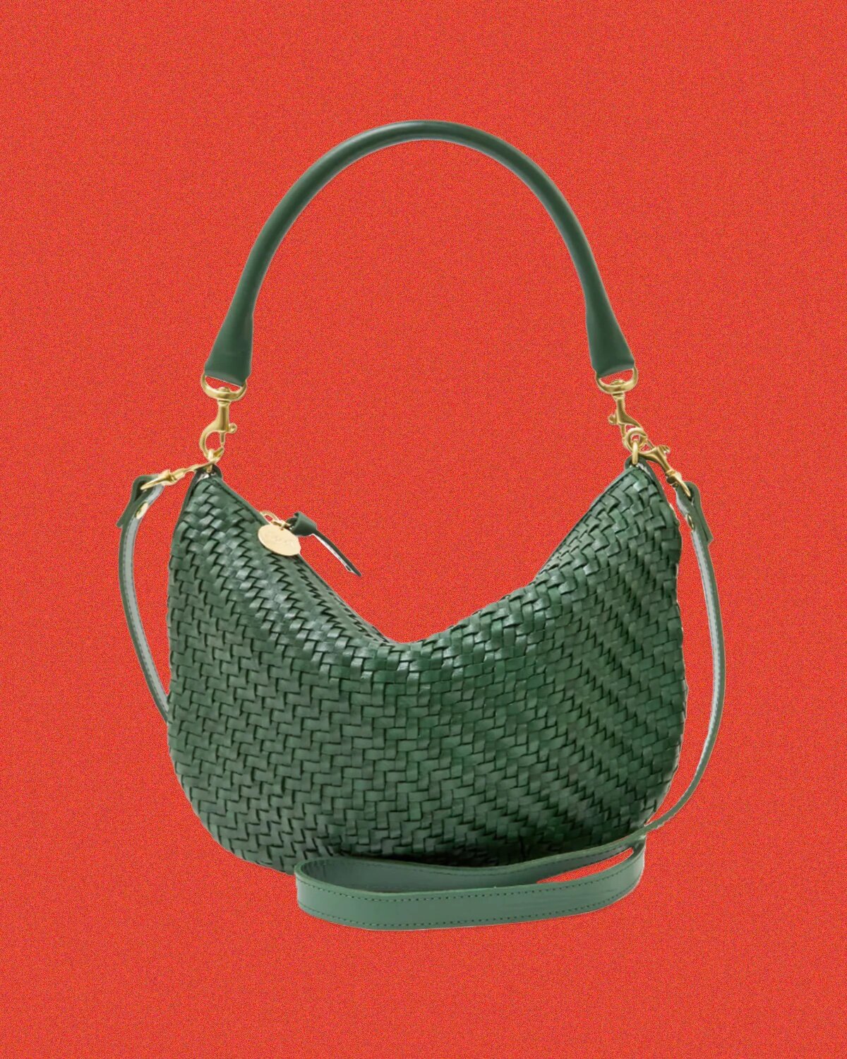 Petit Moyen Green Woven Messenger Bag