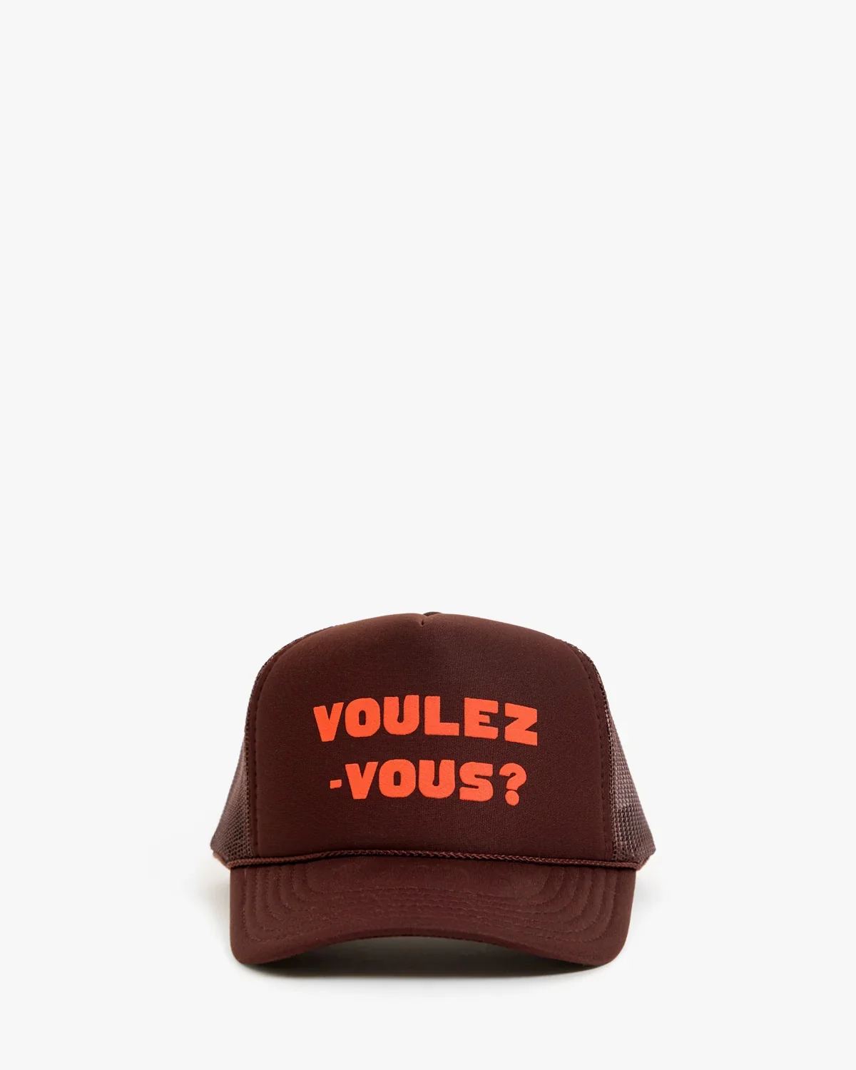 Clare V. Trucker Hat in Chocolate w/ L'Orange Voulez-Vous?